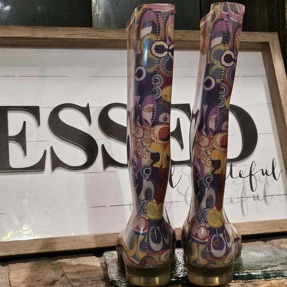 Coach Multicolor Patterned Rain Boots - Picture 3 of 13
